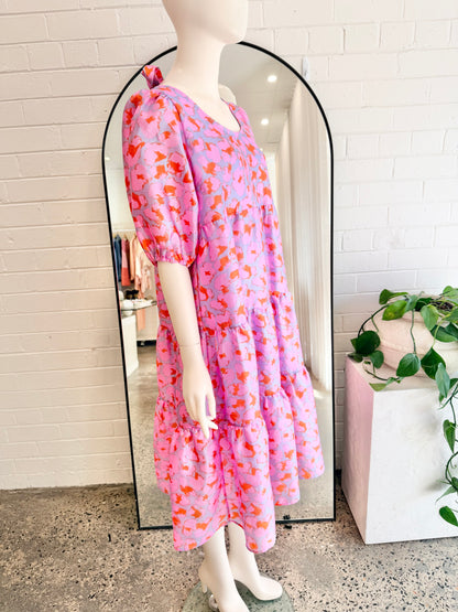 Cras Pink Lyracras Leopard Print Midi Dress - Size 38 (10/12)