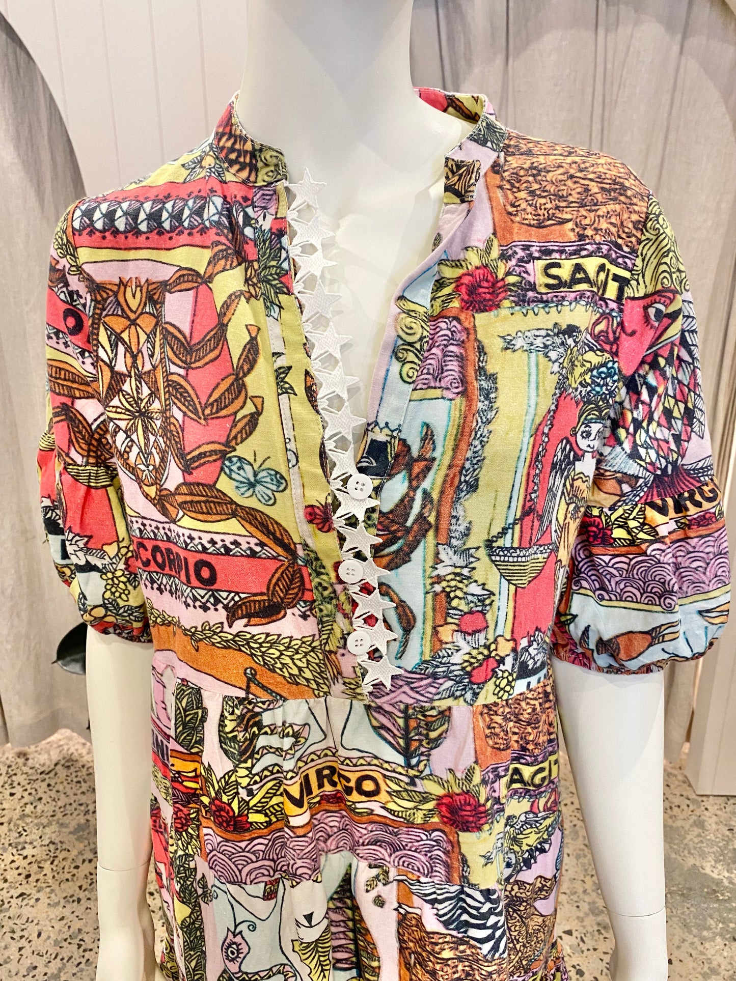 Binny To The Moon & Back Linen Viscose Midi Dress - Size 8