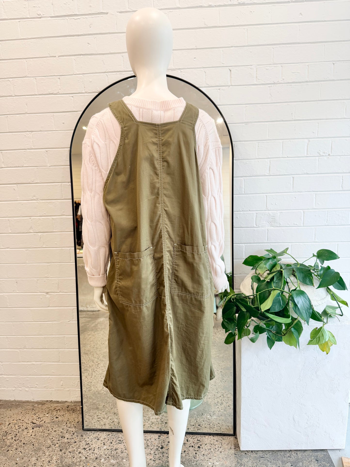 Kowtow Green Mirror Apron Dress - Size XL (14)
