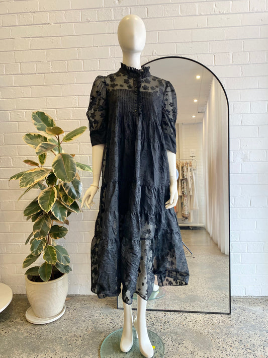 Brigitte Herskind Black Rio Midi Dress - Size 41 (XL)