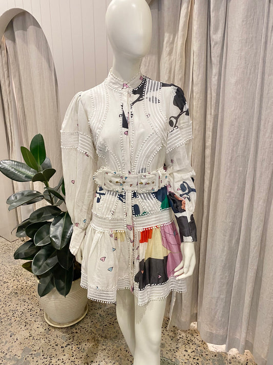 Mackenzie Mode White Monarch Mini Dress - Size 10