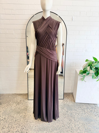 Rachel Gilbert 'Juniper' Gown in Chocolate - Size XL (14)