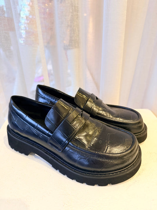 Alias Mae Black Croc Skye Loafers - Size 38