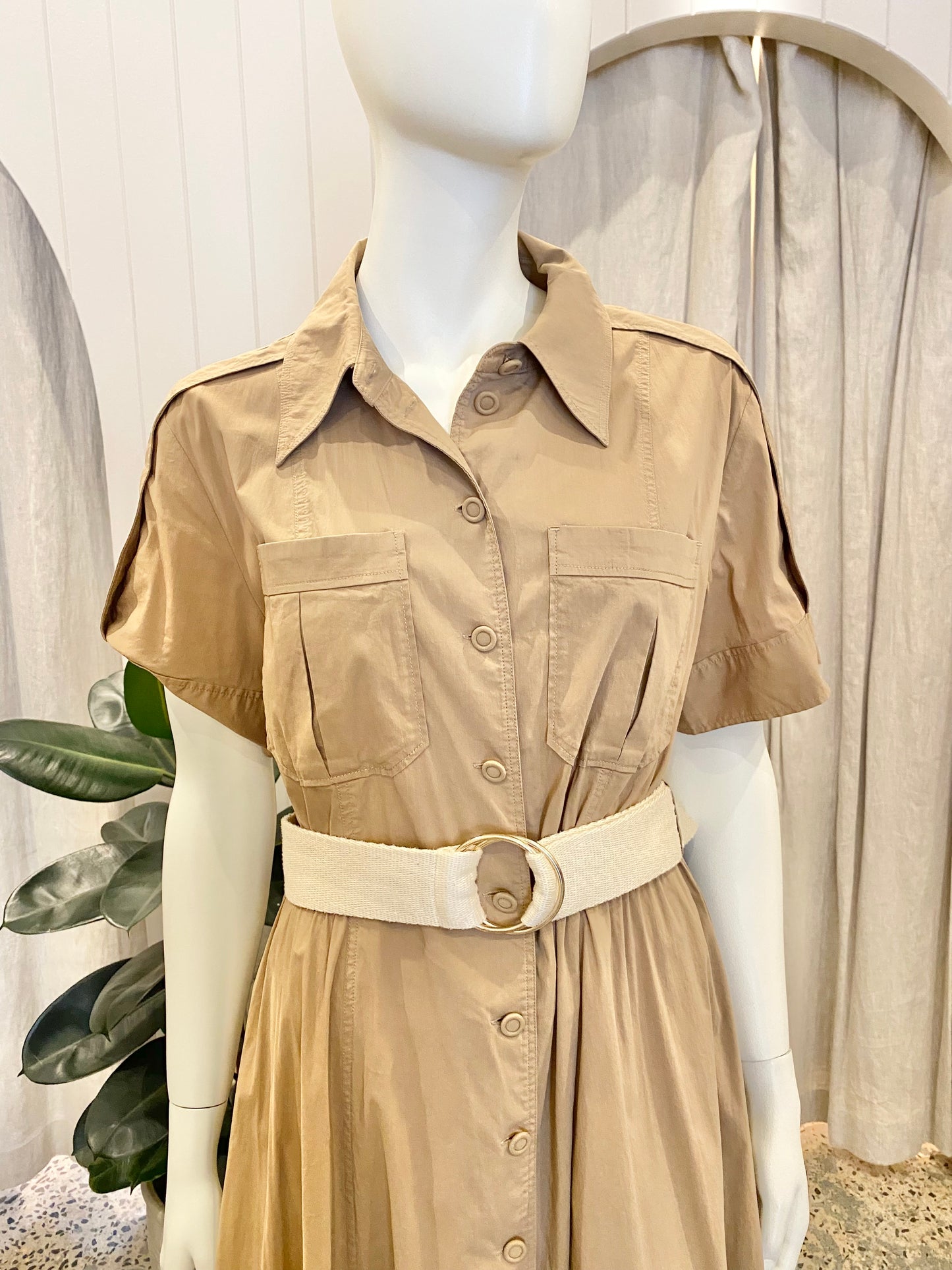 Country Road Camel Linen Midi Skirt - Size 10