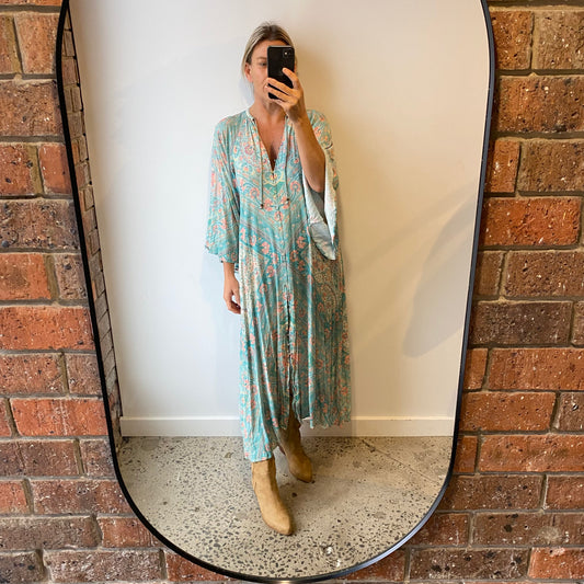Spell  Farrah Half Moon Gown - Aqua - Size XS