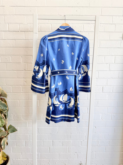 Zimmermann Blue High Tide Linen Shirtdress - Size 0 (6 - 8)
