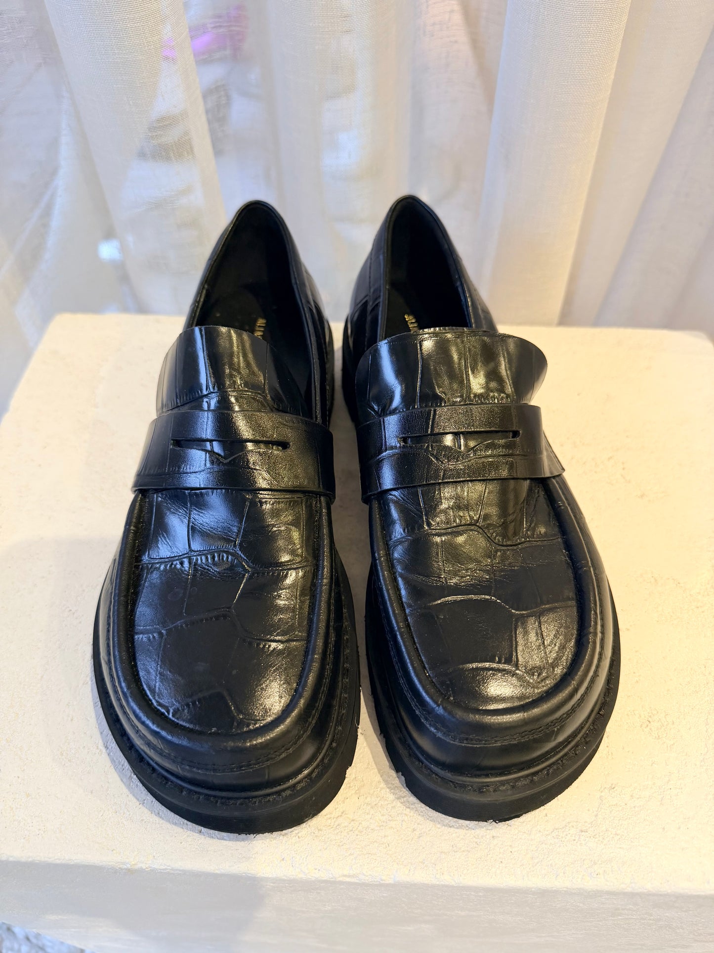 Alias Mae Black Croc Skye Loafers - Size 38