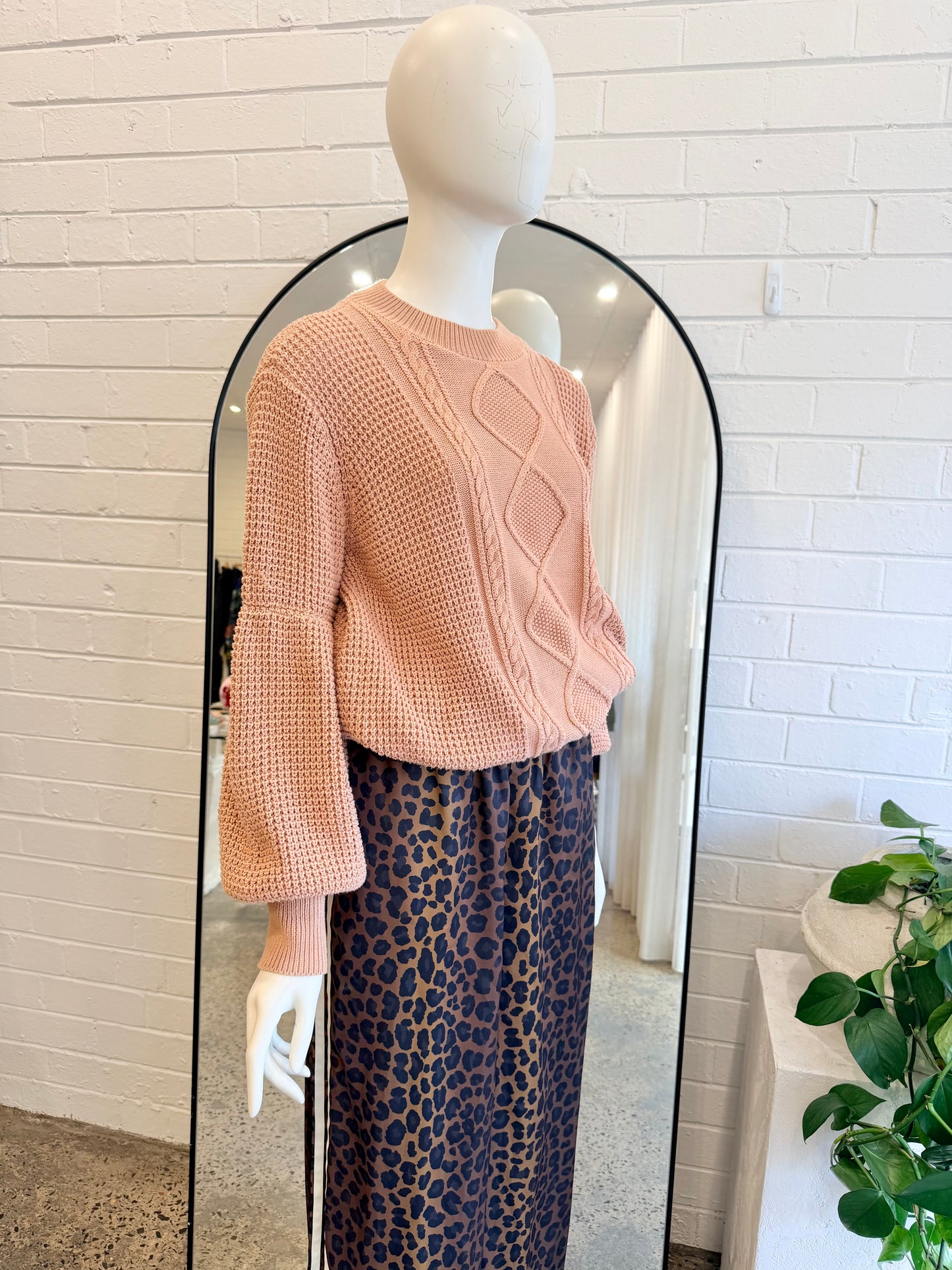 Shona Joy Blush Seidler Cable Knit Jumper - Size L (12)