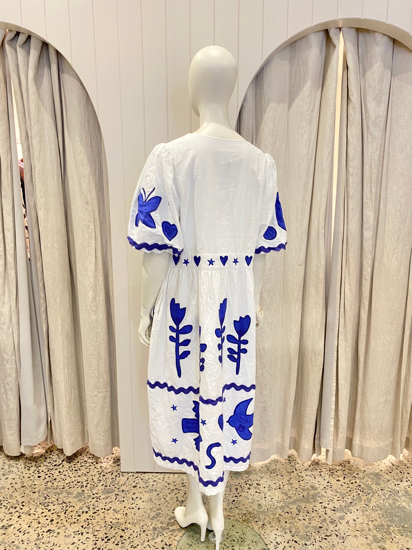 Gorman 'Lovebirds' Embroidered Midi Dress - Size 16