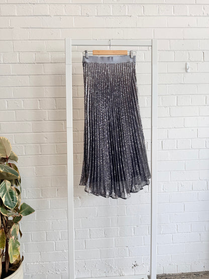 Flannel Silver Sequin Midi Skirt - Size 1 (8)