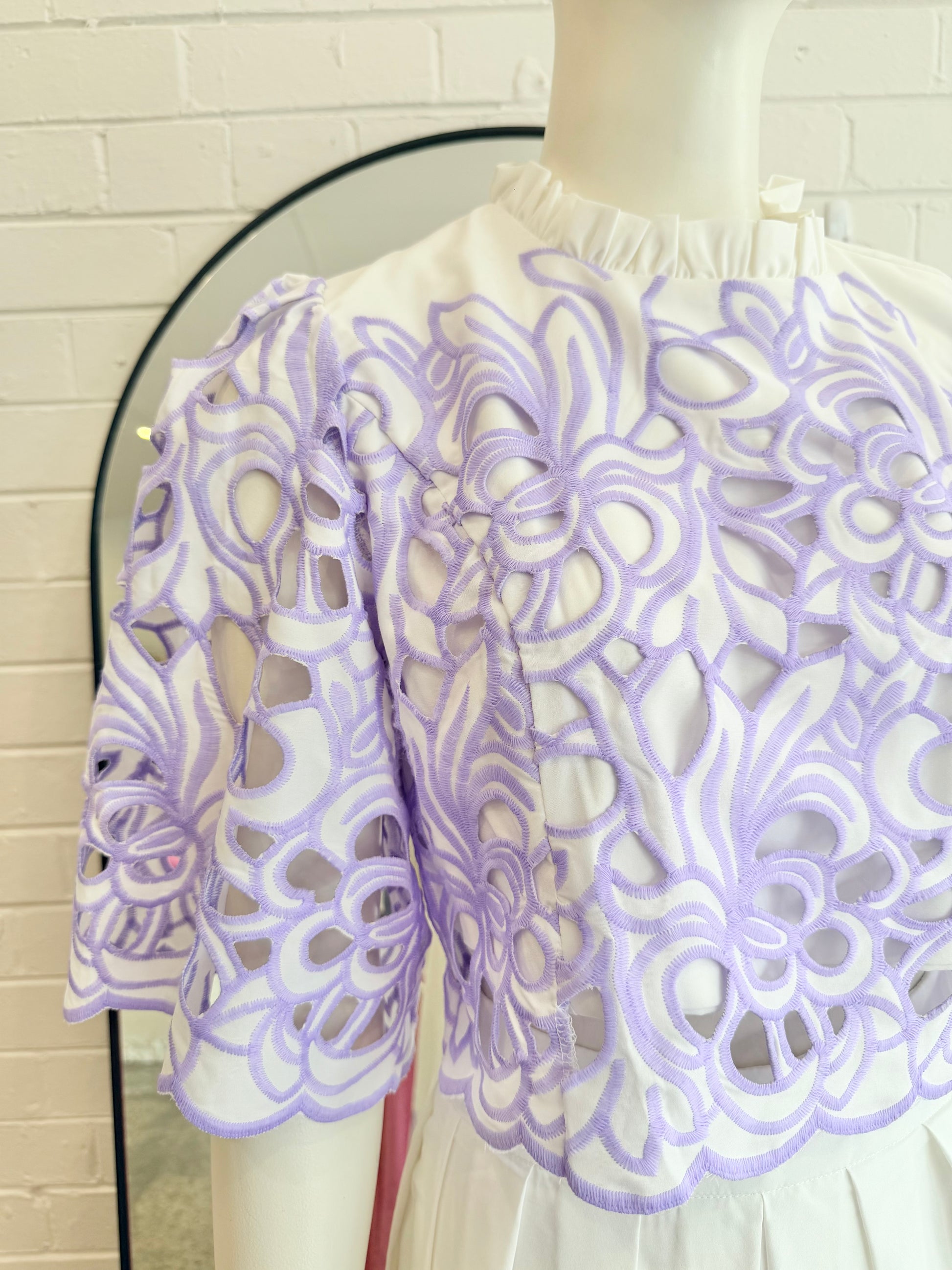 Sunfere Lilac Lace Skirt and Top Set - Size 10 - 12 - Pre-Loved Geelong