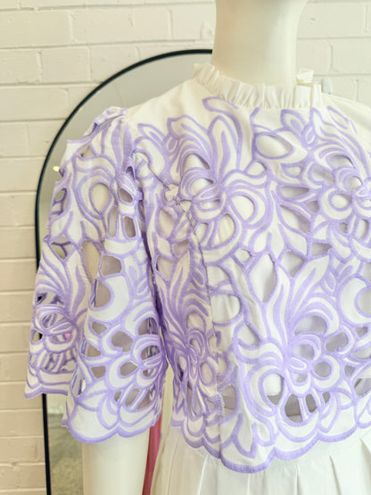 Sunfere Lilac Lace Skirt and Top Set - Size 10 - 12 - Pre-Loved Geelong