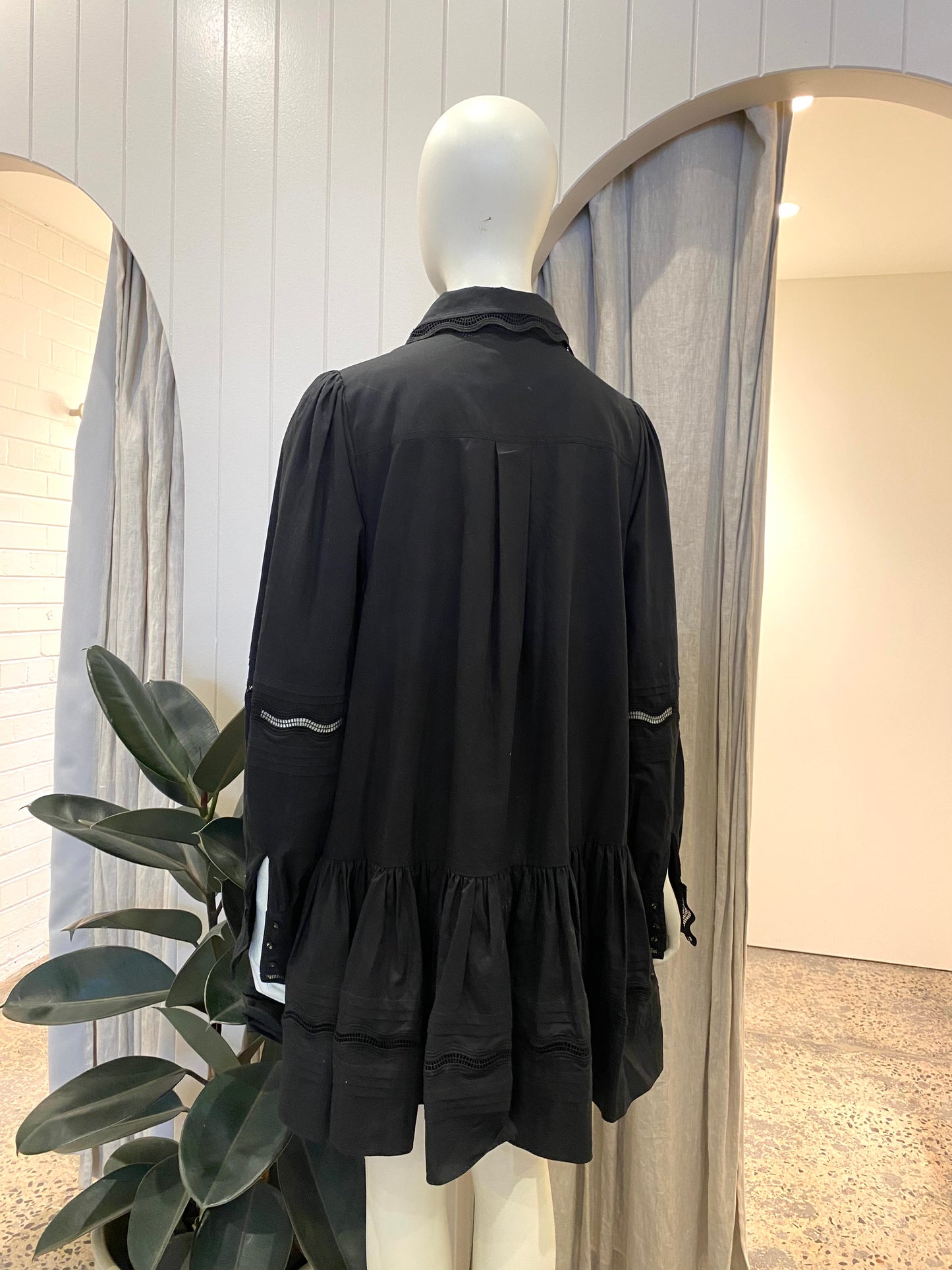 AJE Reva Wave Mini Dress in Black - Size 12