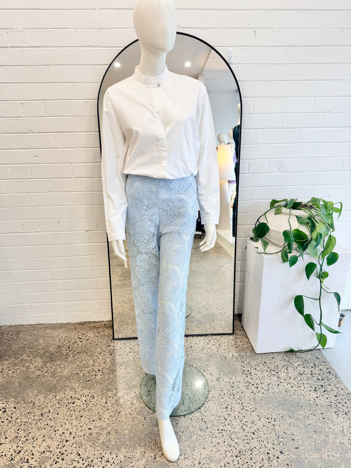 Scanlan Theodore 'Guipure' Lace Pants in Light Blue - Size 8