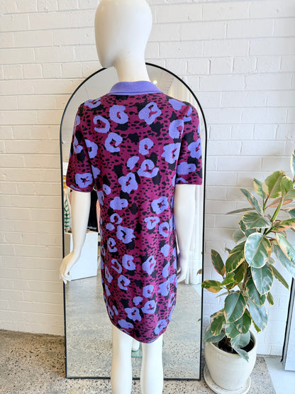 Gorman Leopard Berry Knit Polo Dress - Size 8