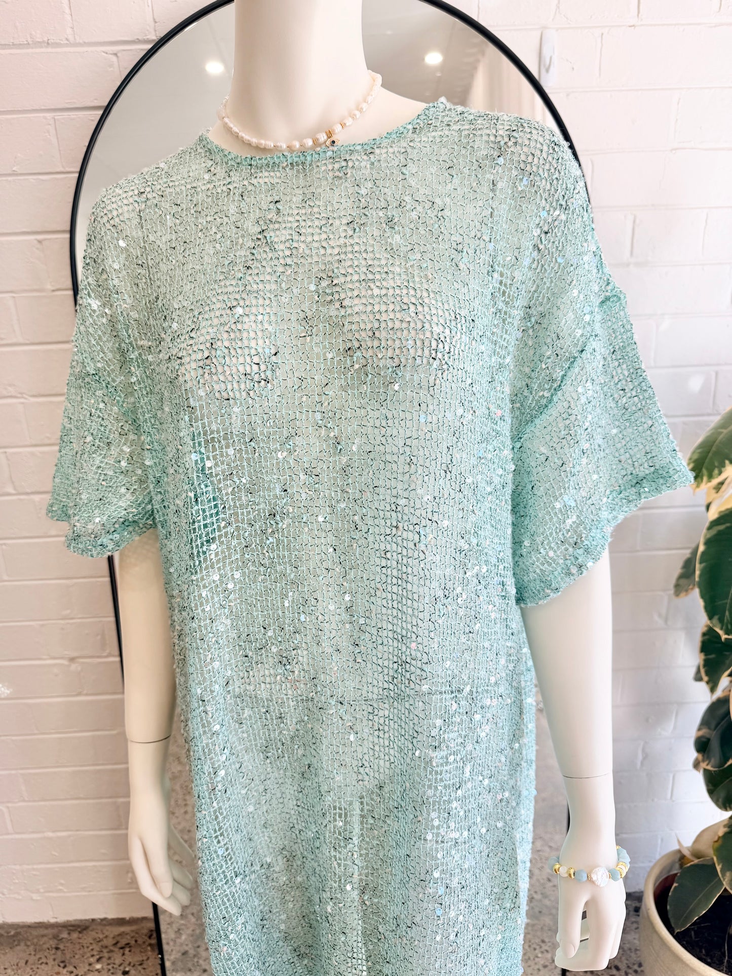 Vrg Girl Blue Sequin Midi Dress - Size 6 (oversized to fit an 8-10)