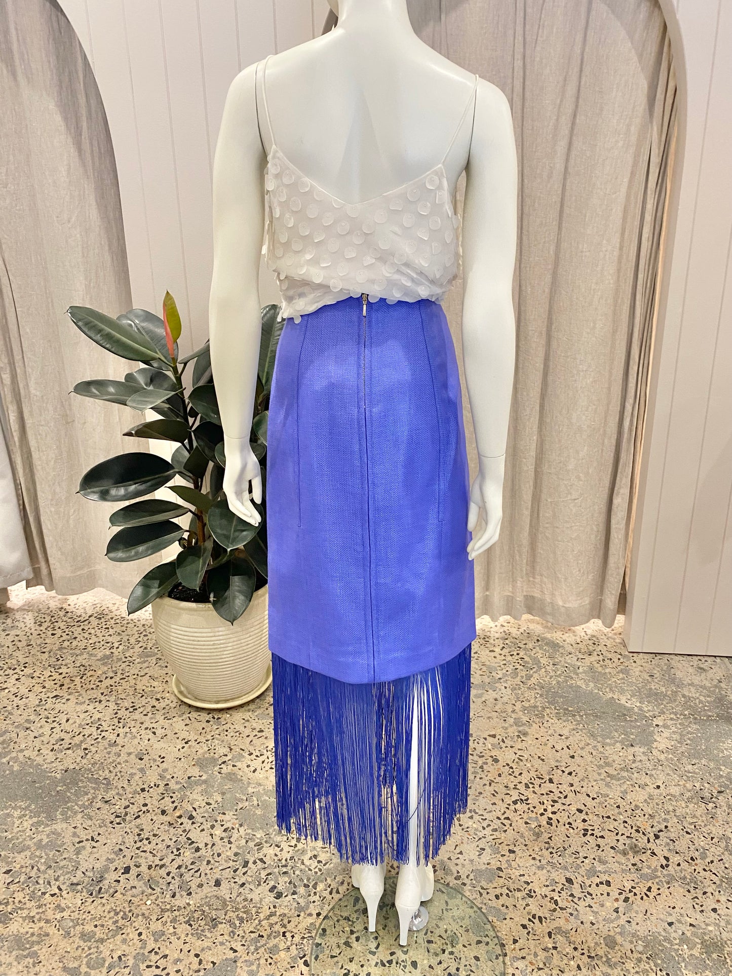 Country Road Cornflower Basket Weave Midi Skirt - Size 8