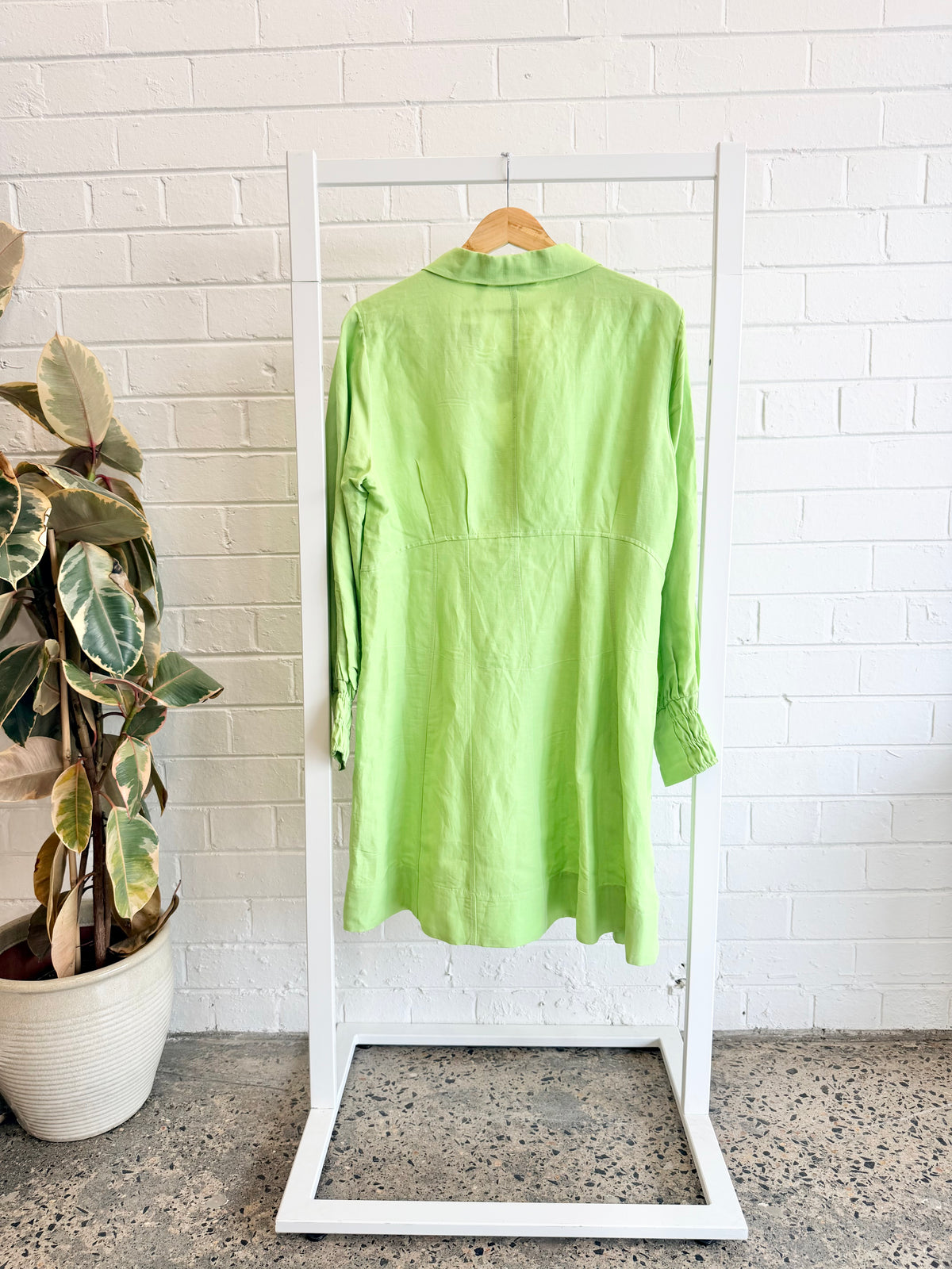 Country Road Celery Button Through Mini Dress - Size 14