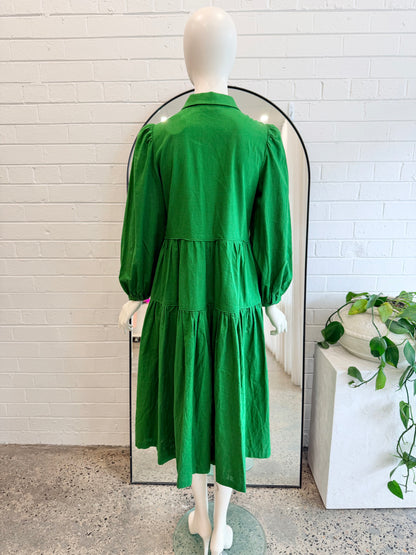 Gorman Green Linen Midi Dress - Size 8 - Pre-Loved Geelong