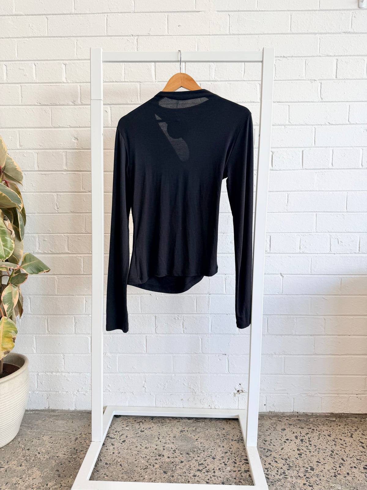 Ena Pelly Black Angel Twist Long Sleeve Top - Size 14