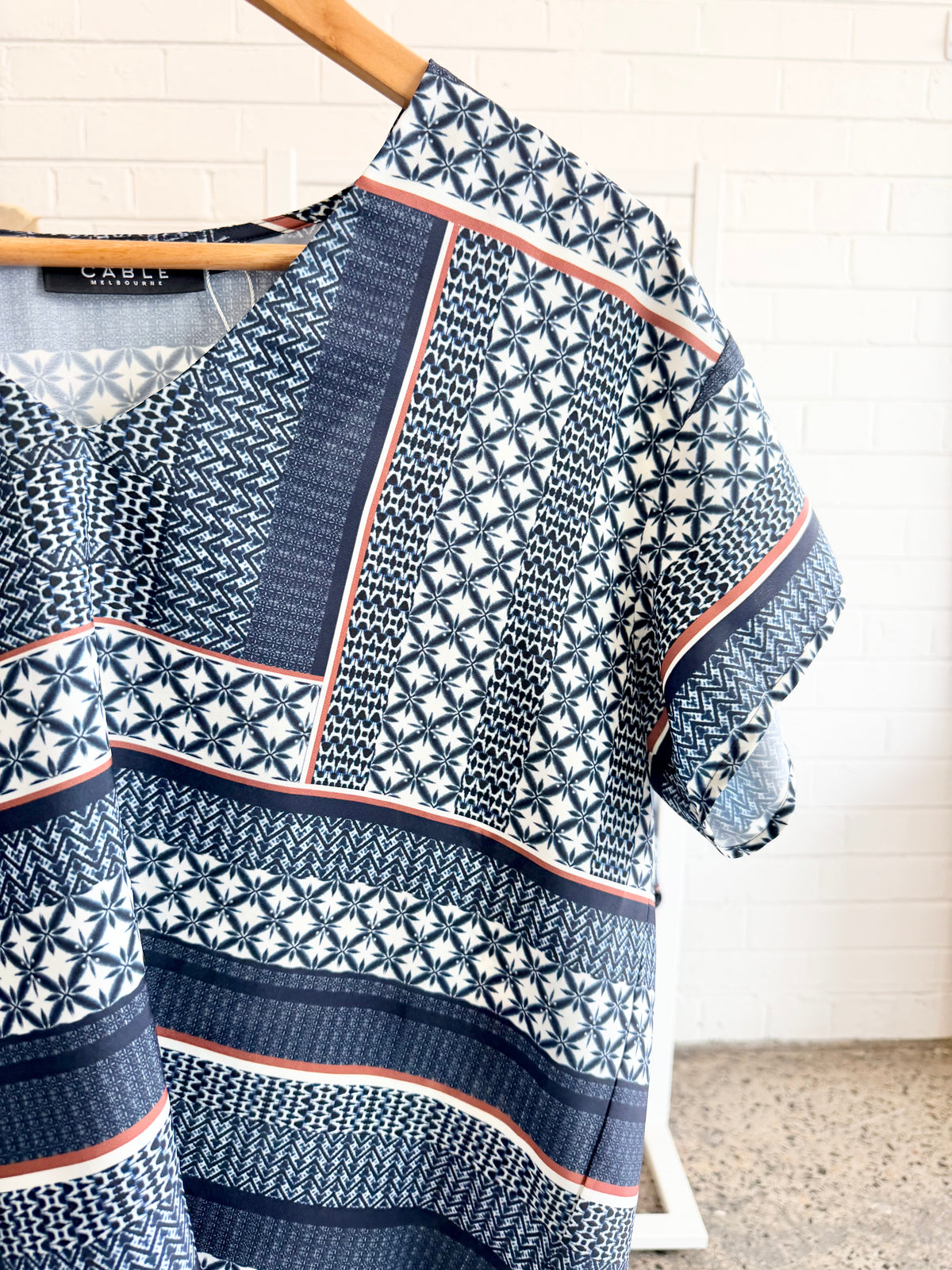 Cable Melbourne Navy Printed Pant and Top Set - Size L/XL (12 - 14)