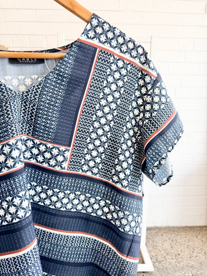 Cable Melbourne Navy Printed Pant and Top Set - Size L/XL (12 - 14)