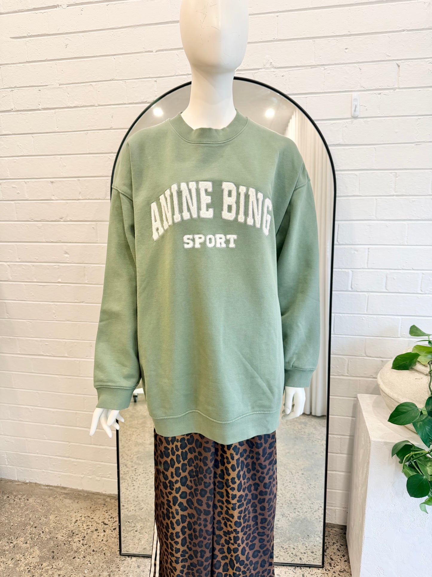 Anine Bing Sage Green Tyler Sweatshirt - Size M (12 - 14)