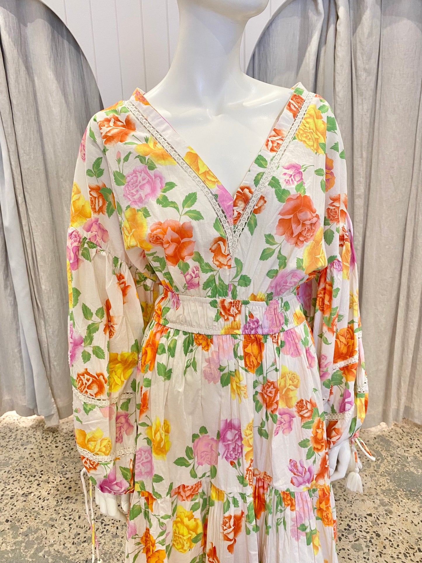 Bohemian Traders Rosette Elastic Waist Maxi Dress - Size 18