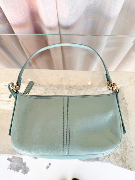 Fossil Sage Green Jolie Leather Baguette Bag