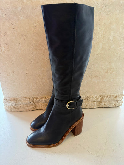 Wittner Black Leather Tall Boots - Size 37