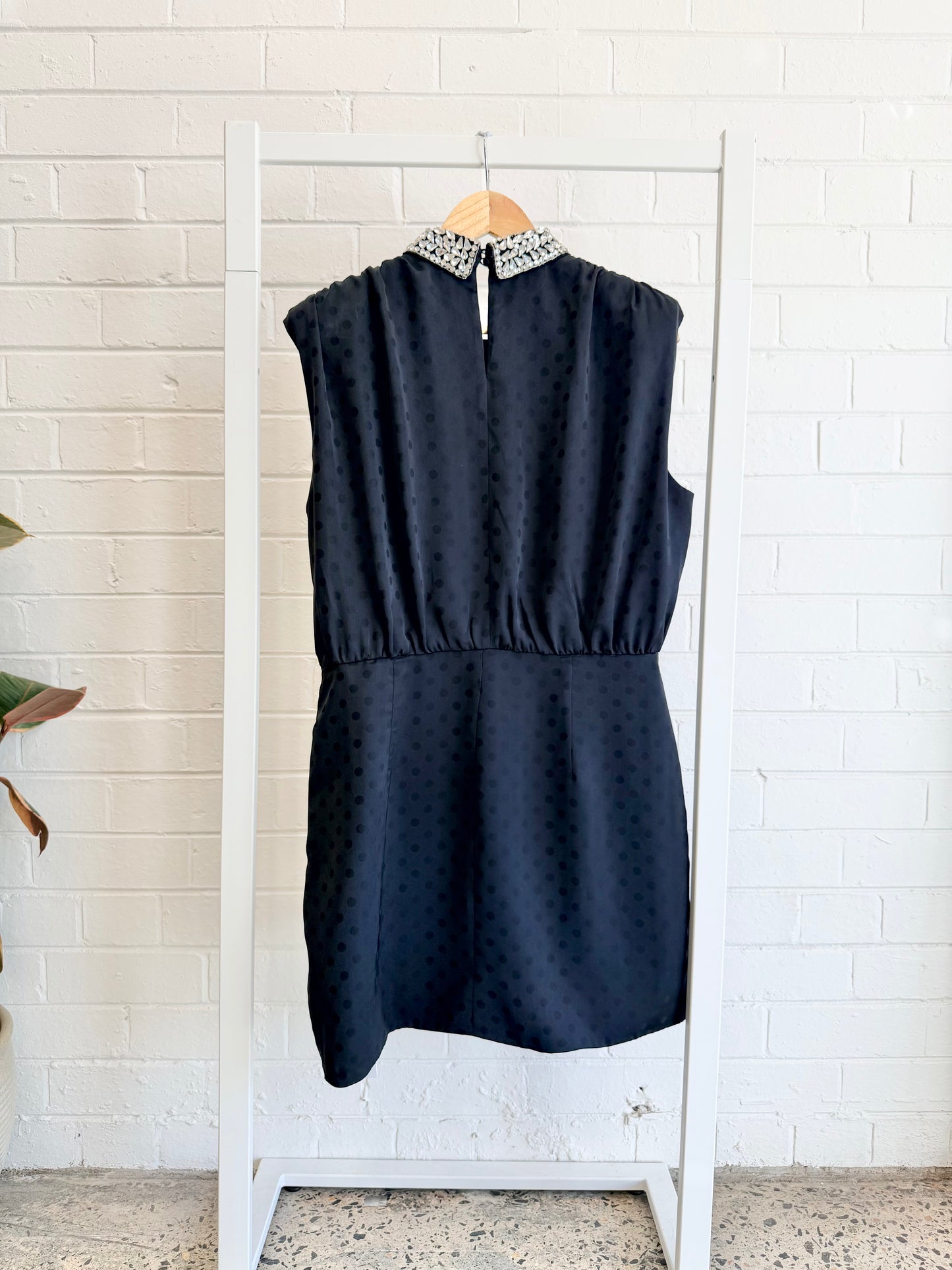 Rebecca Vallance Black Lorraine Collar Mini Dress - Size 16