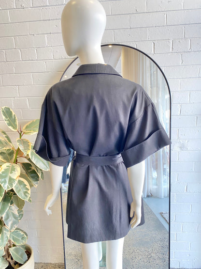 Shona Joy Black Double Breasted Short Sleeve Blazer Top/Dress - Size 10