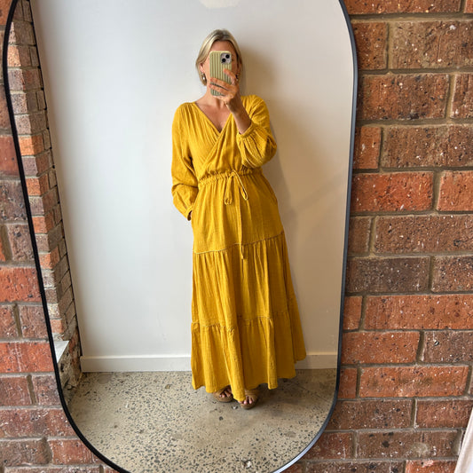 Frank & Dolly Mustard Maxi Dress - Size Small