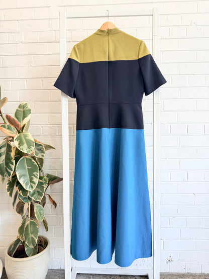 Roksanda Green, Black and Teal Maxi Dress - Size 14