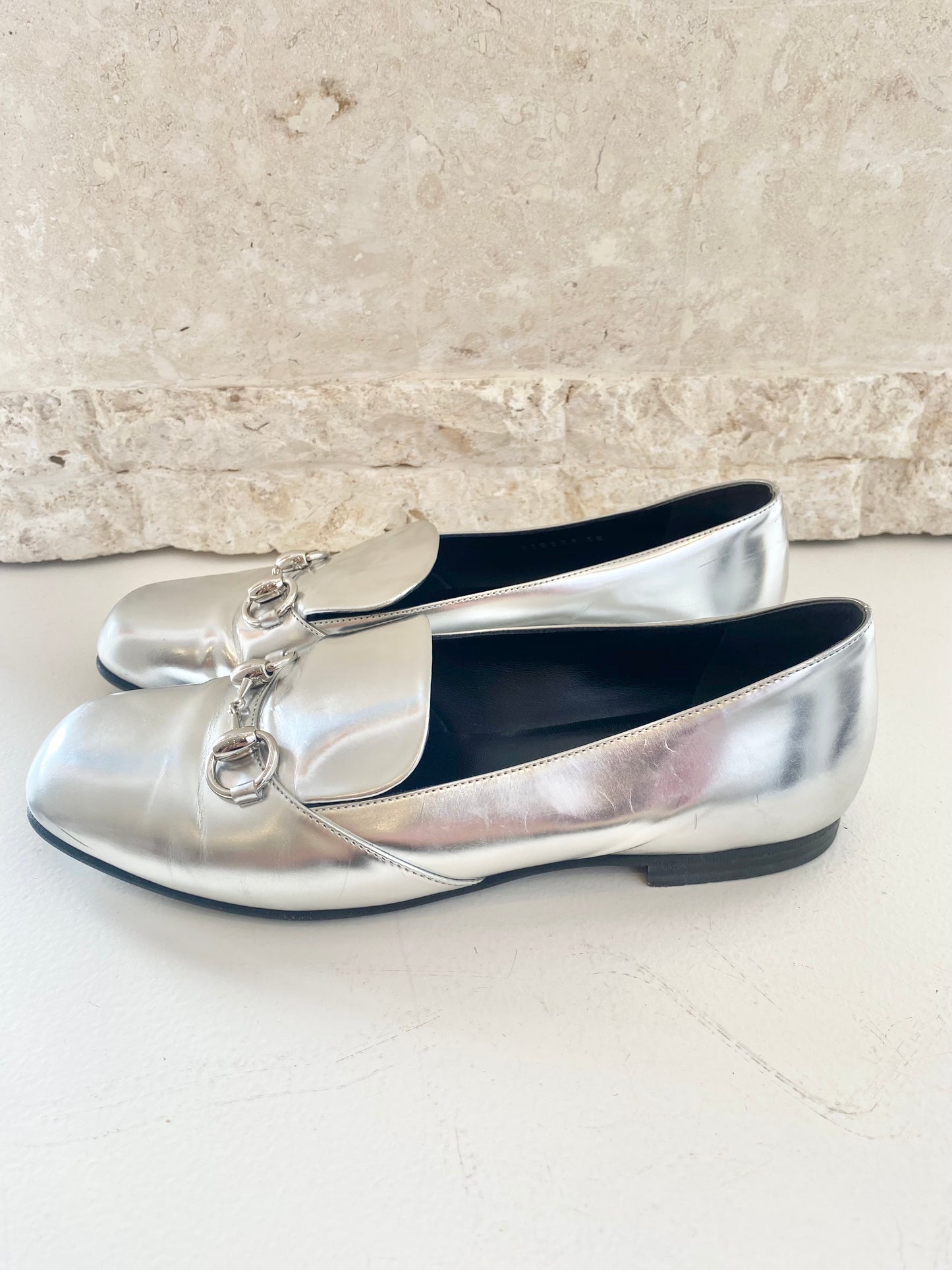Gucci Jordaan Loafers (Silver) - Size 38