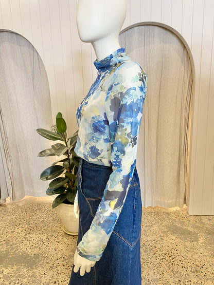 Sofia Irina Mesh Print Top - Size 10