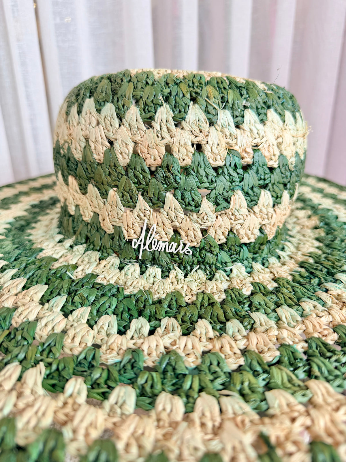 Alemais Poppy Striped Crochet Raffia Sun Hat