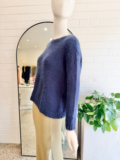 Gorman Mohair Knit Sweater in Navy - Size 8