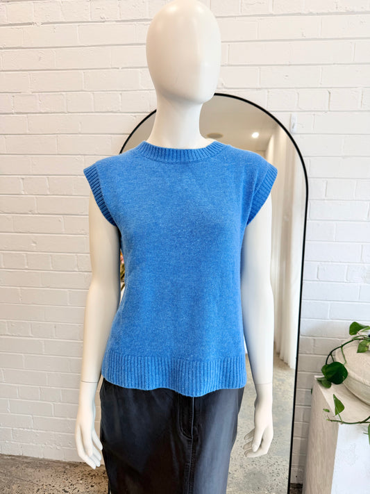 Gorman Blue Wool Blend Oversized Knit Vest - Size 6