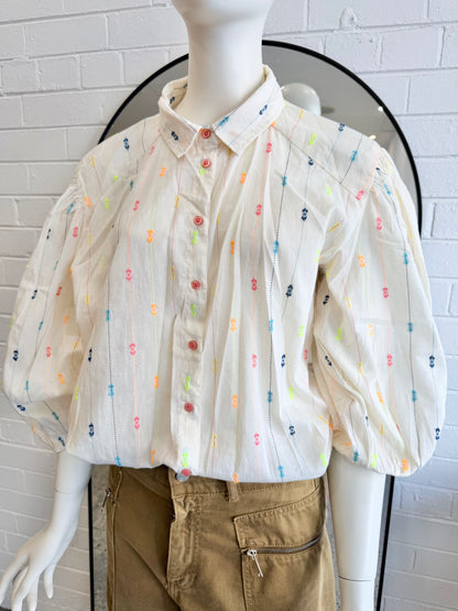 Lollys Laundy 'Heidi' Shirt in Cream - Size XL (14)