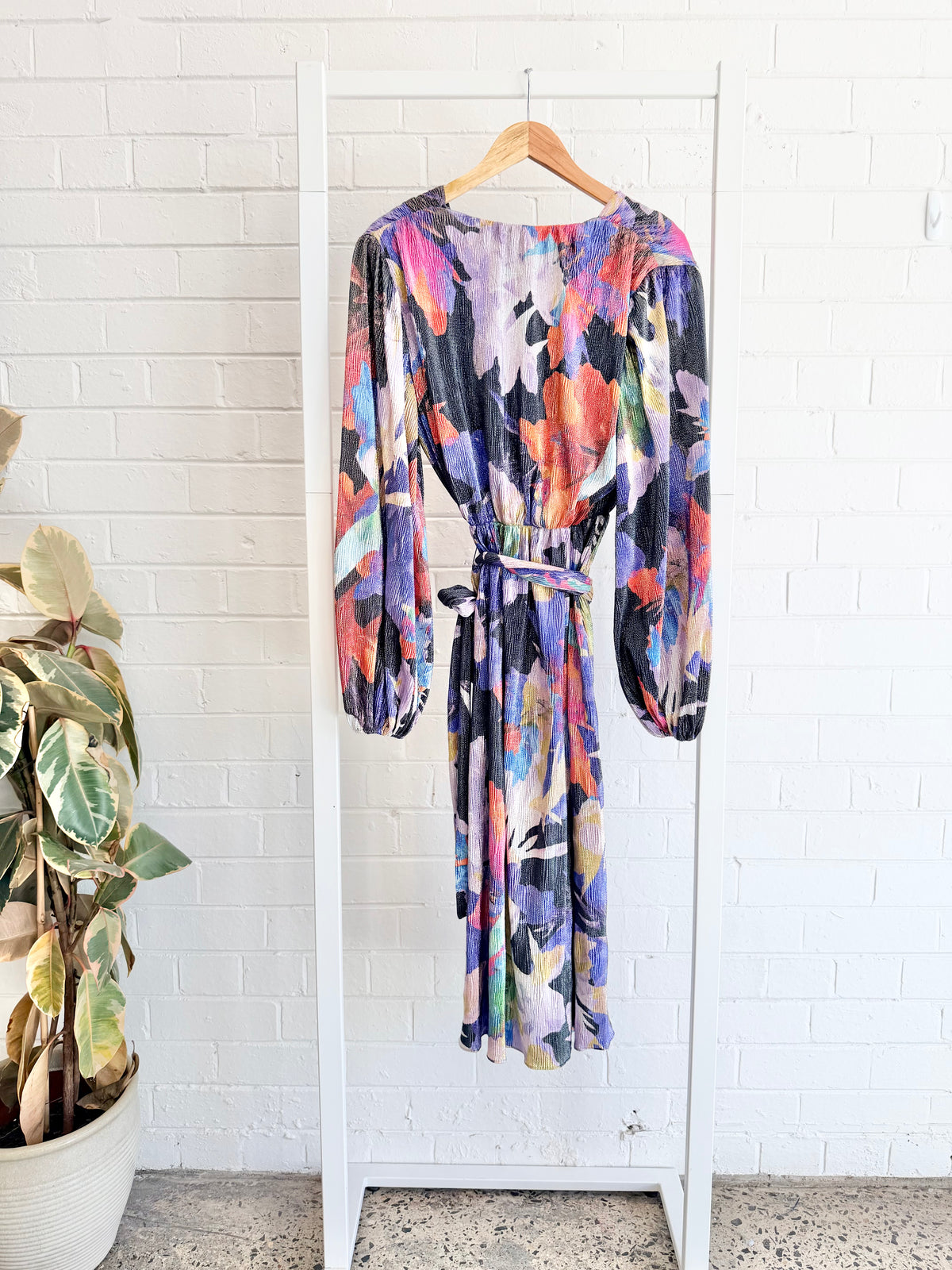 Rebecca Vallance Belladonna Long Sleeve Midi Dress — Floral Print - Size 6
