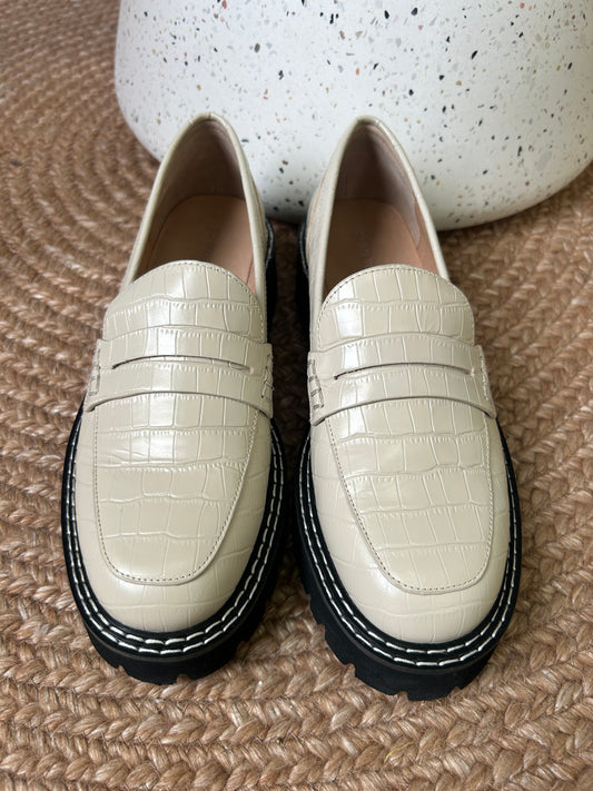 Jo Mercer Unity Loafers Bone Croc - Size 39