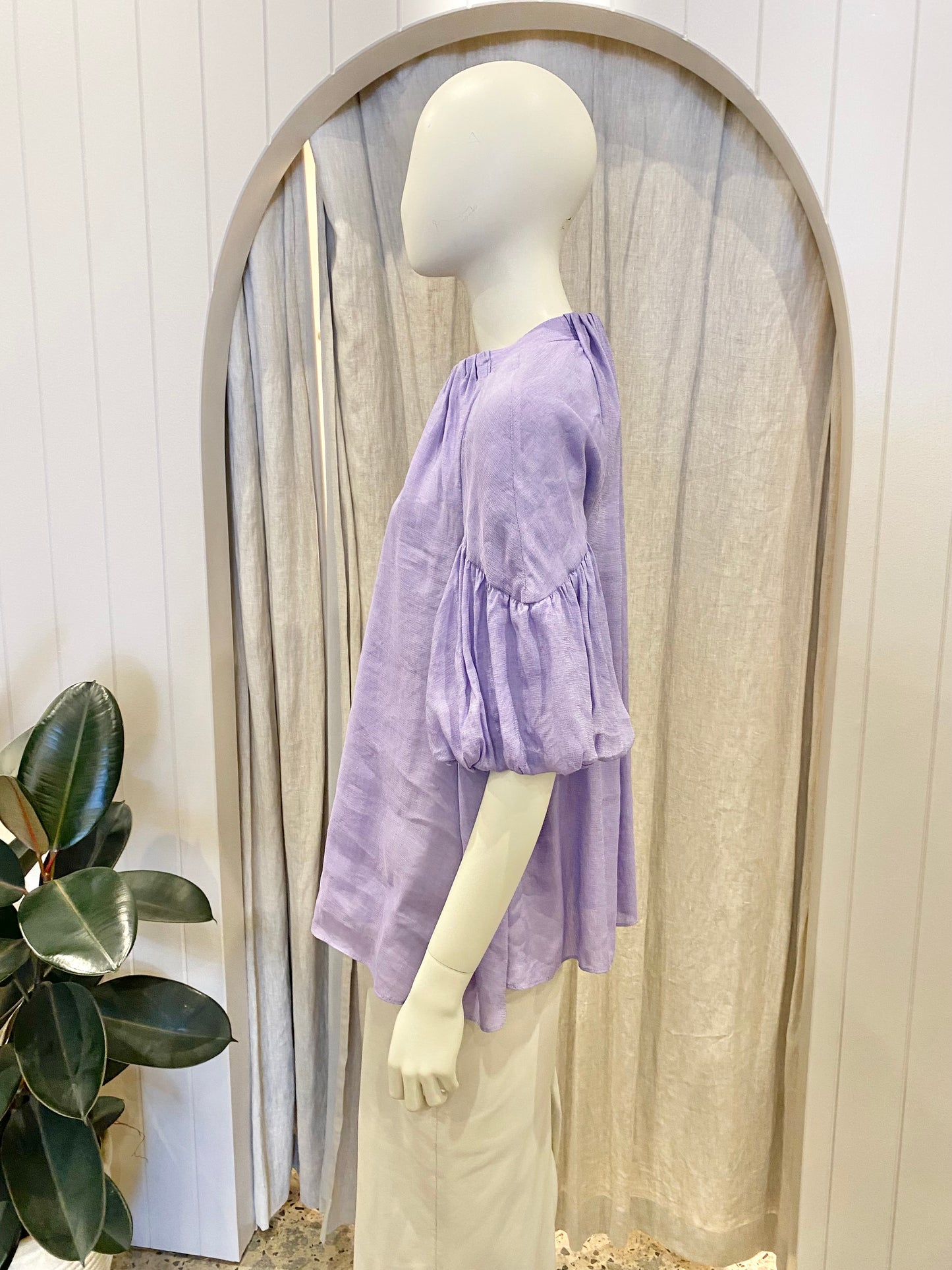 Country Road Tuck Deatil Silk-Linen Blend Blouse - Size 12