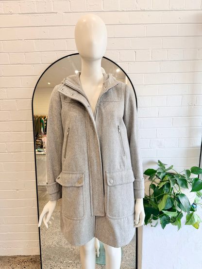 J Crew Grey Wool Blend Coat - Size 6