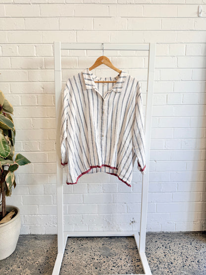 Megby Design Linen Stripe Shirt - Size L