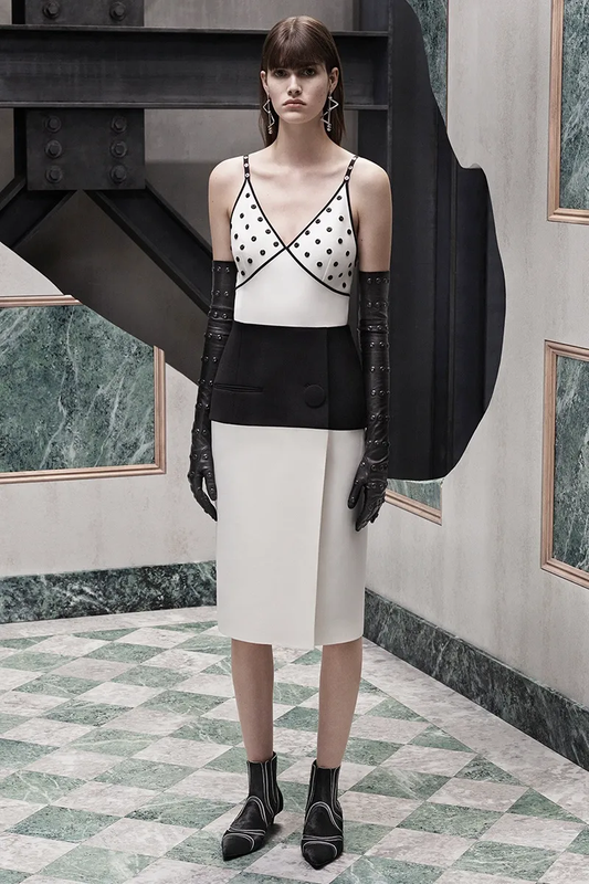 Balenciaga Hybrid Monochrome Midi Dress - Size 36 (6-8)