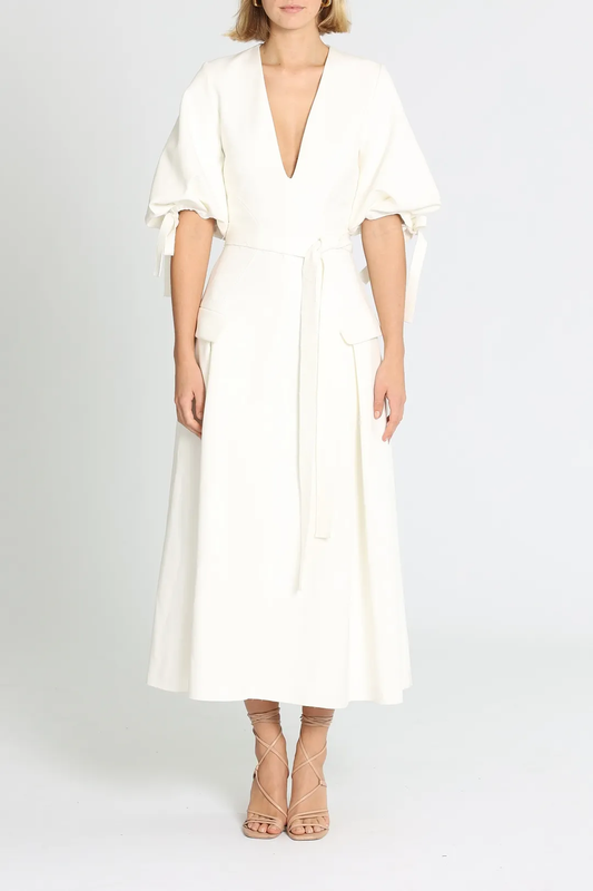Camilla & Marc Morgan V-Neck Dress in Ivory - Size 8