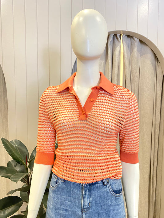 COS Crochet Polo Top - Size XS (8)