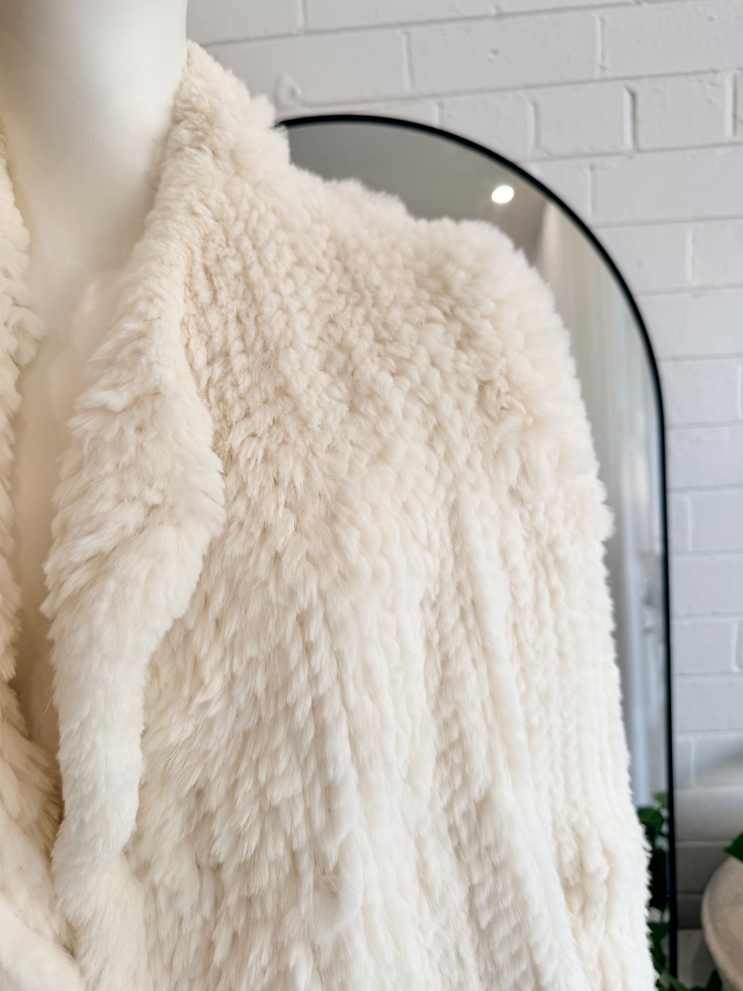 Lilya Cream Rabbit Fur Jacket - Size Small