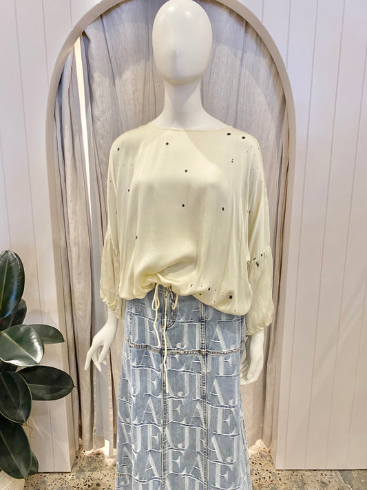 Rabens Saloner Cream and black splotched blouse - Size S (10)
